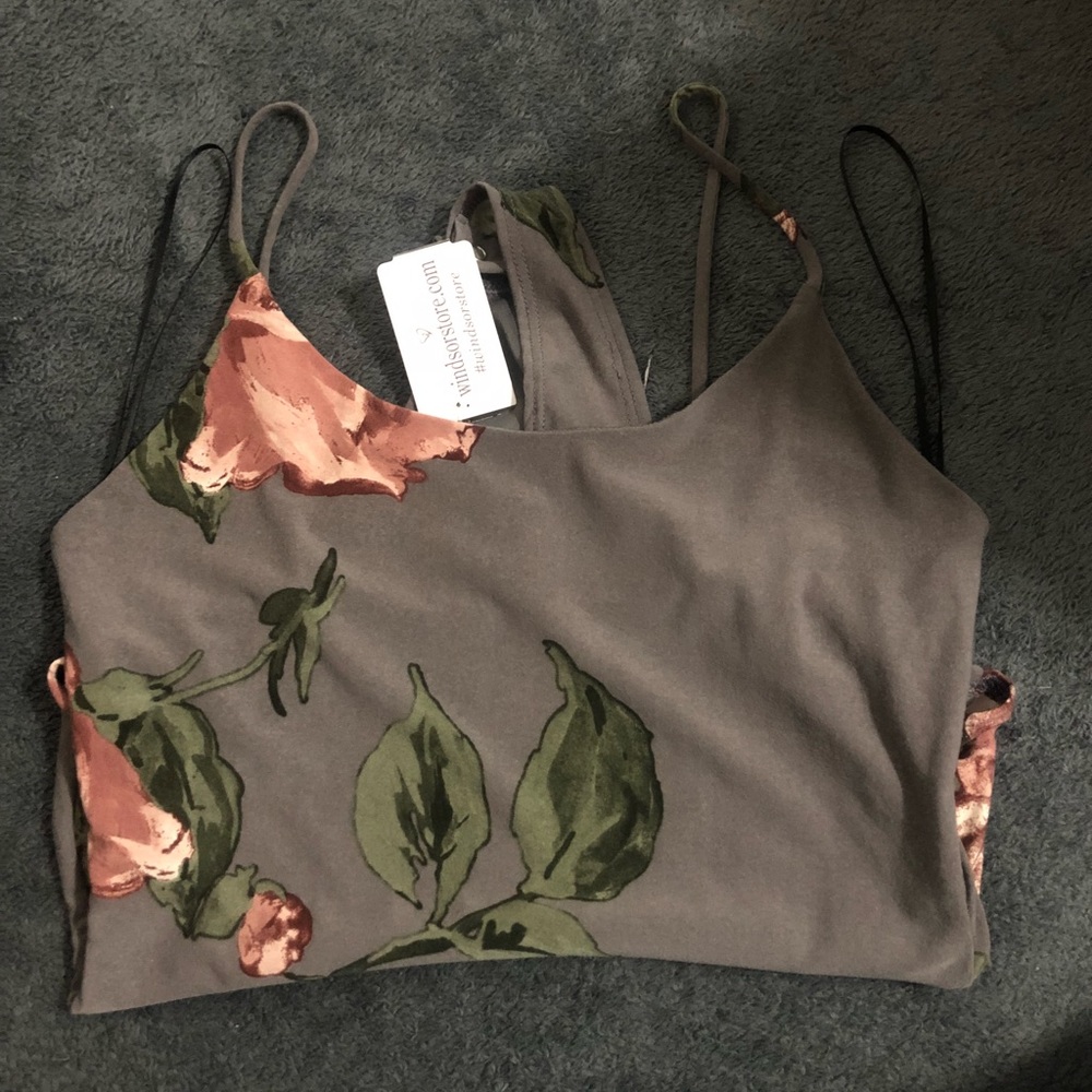 Gray floral bodysuit